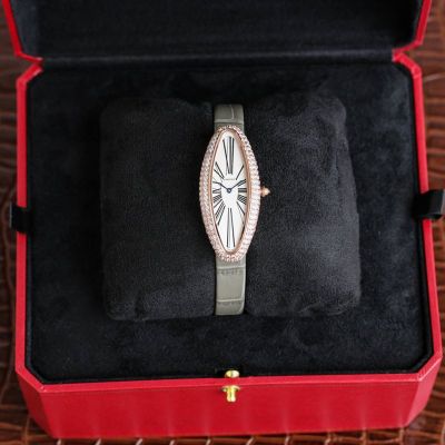 Cartier Baignoire Allongee 47*21MM Italian Calfskin Bracelet Sapphire Glass Rose Gold Watch